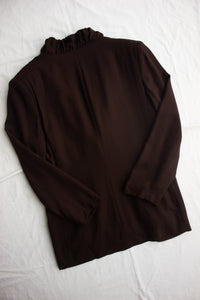 Chocolate Wool Crepe Blazer - (14)