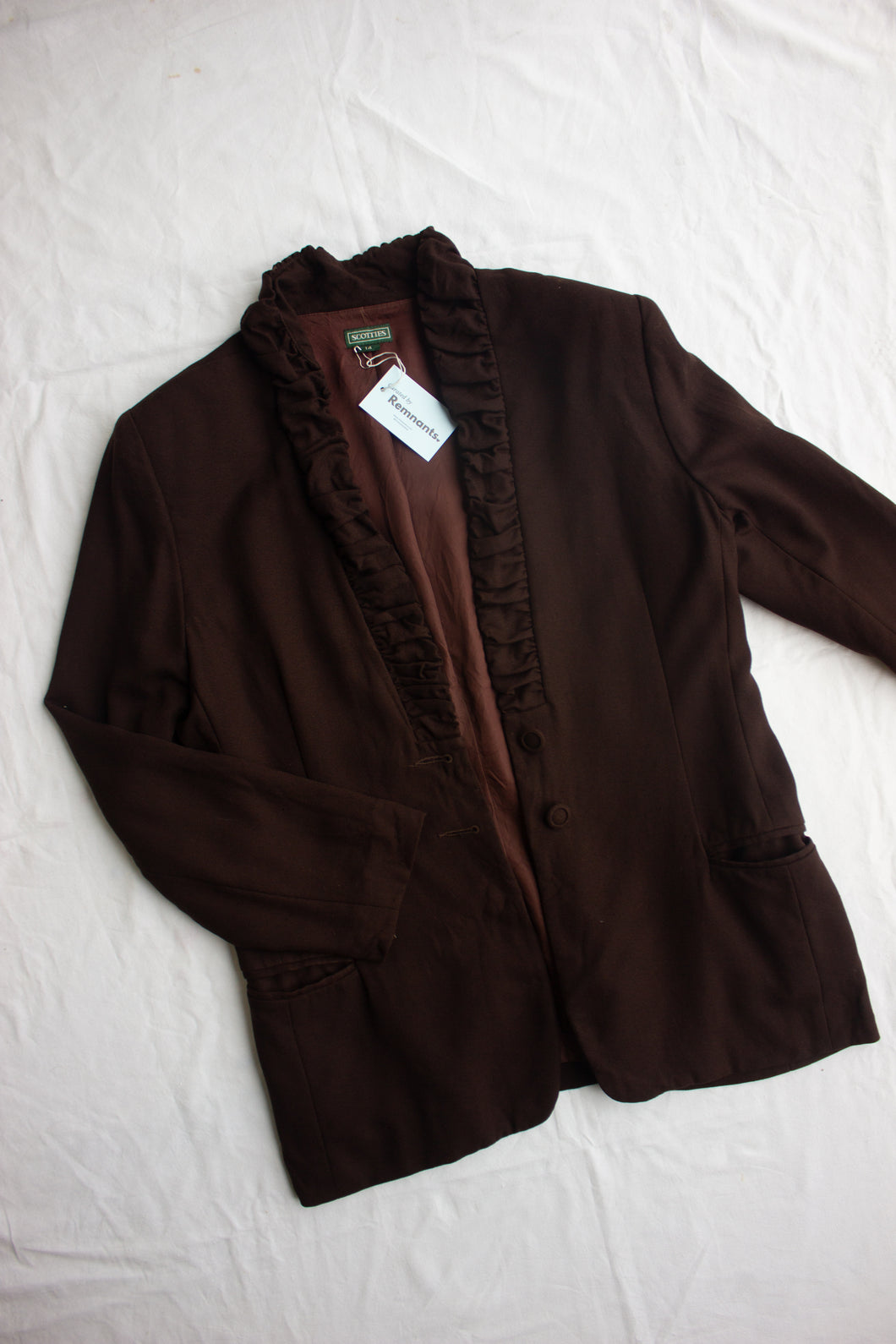 Chocolate Wool Crepe Blazer - (14)