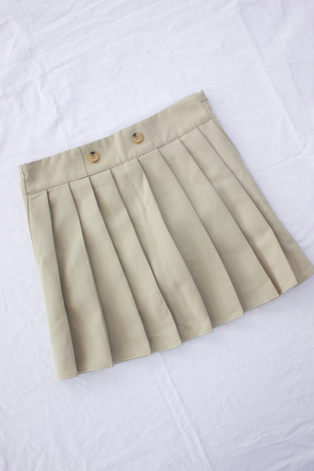 Tan Pleated Mini Skirt