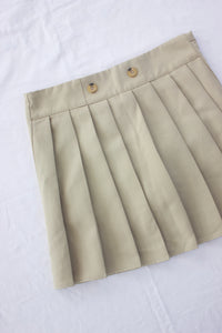 Tan Pleated Mini Skirt