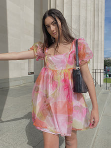 Dumpling Dress - Pink Abstract